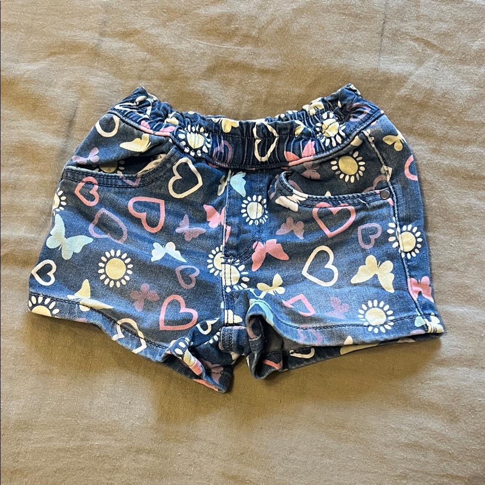Falls Creek Kids Heart and Butterfly Denim Shorts